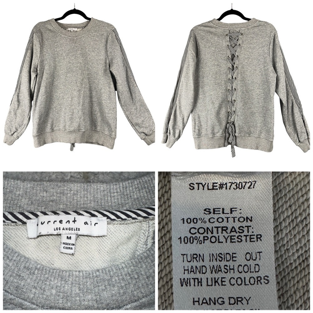 Current Air Anthro Medium Crewneck Tie Back Feminine Boho Y2K Hippie Peasant